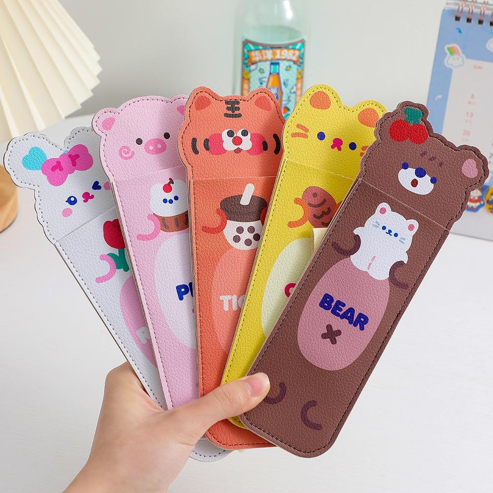 

Мультяшный PU эластичный пенал с пряжкой для книжного блокнота Kawaii Pen Bag Школьный чехол для ручек для офисных встреч Easy Carry Канцелярские товары