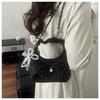 Sweet Polka Dot Bow Pearl Women Shoulder Bags Portable Ladies Chain Crossbody Bag Pleated Design Female Hobos Handbags Purse