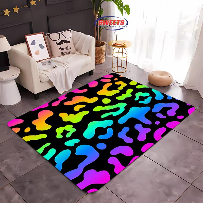 17 Style Colorful Leopard Printed Carpet Rug for Bedroom Living Room Home Sofa Decor, Kids Play Non-Slip Decor Durable Mats Gift