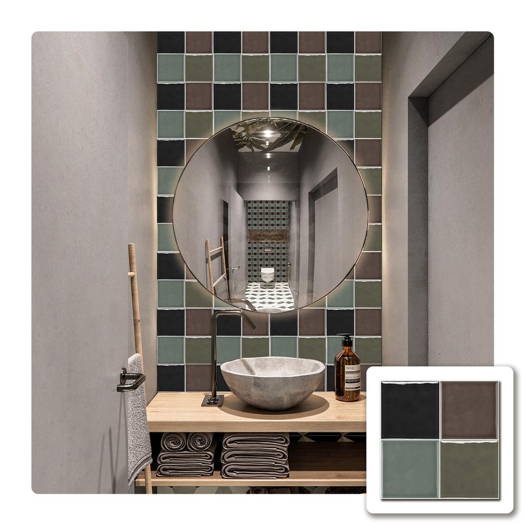 10 Pieces Of European Solid Color Square Brick Wallpaper Self-Adhesive Kitchen Waterproof And Oil-Proof Thickened Tile Sticker Wall Sticker