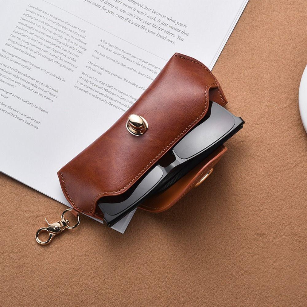 Hanging Neck Glasses Storage Bag Leather Soft Glasses Case Sunglasses Case  Eyeglasses Accessories