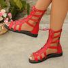 Fashion Women Sandals 2025 New Fashion Summer Sandals Hollow Round Head Cross Strap Shoes Women Casual Flat Shoes Sandalias De Mujer