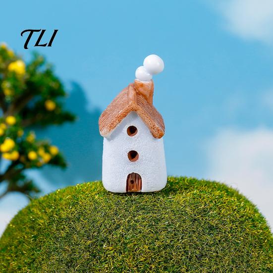 Eco Bottle Landscaping Supplies 2Pcs Mini Chimneyed Cottage Resin Figurines, Rural House Building Ornaments for DIY Micro Landscape Accessories Fairy