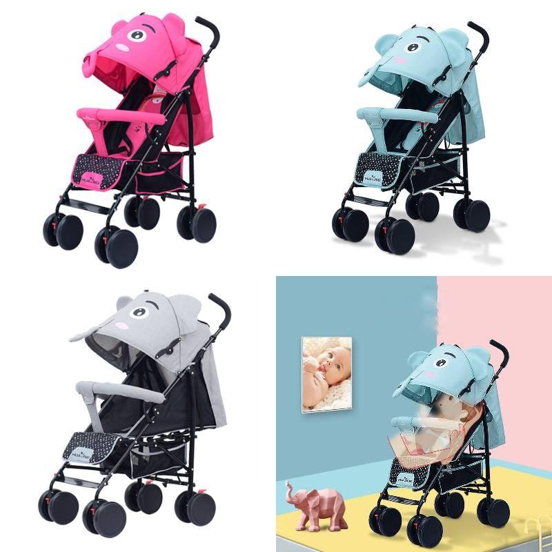 Cozy Elephant Print Umbrella Baby Stroller With Reclining Seat For All Seasons