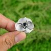 Round Black Onyx Gemstone Bezel Flower Statement Ring Jewelry Sterling Silver