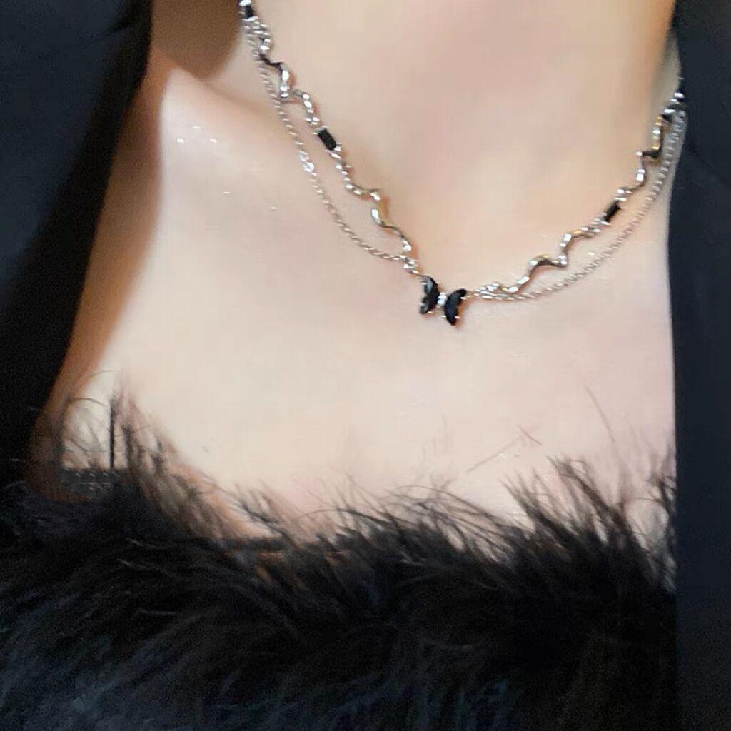 

Pure Desire Atmosphere~ Волнистое ожерелье с бабочкой из циркония для женщин, аксессуары для холодного ветра, дизайн, ниша, цепочка на ключицу