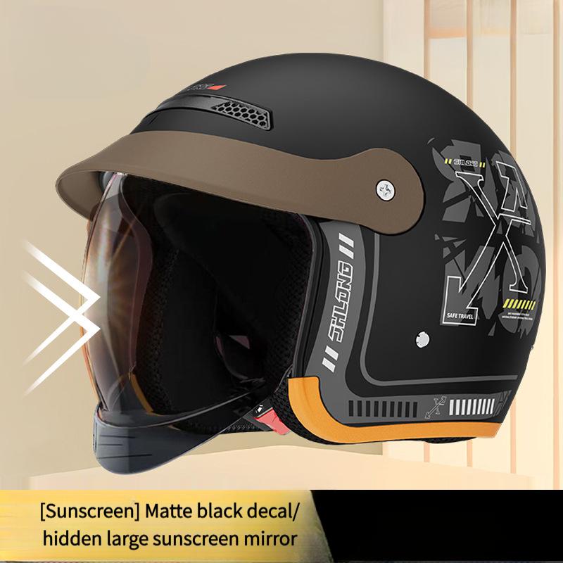 3C Certified E-Bike Motorcycle Helmet,Retractable Visor Neck Guard Anti-Collision Safety Helmet Stylish Unisex Scooter Motorbike Crash Hat for Men E