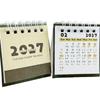 Creative 2027 Mini Calendar Thick Paper Portable Office Desktop Calendar Minimalist Spiral Binding Checklist Planner