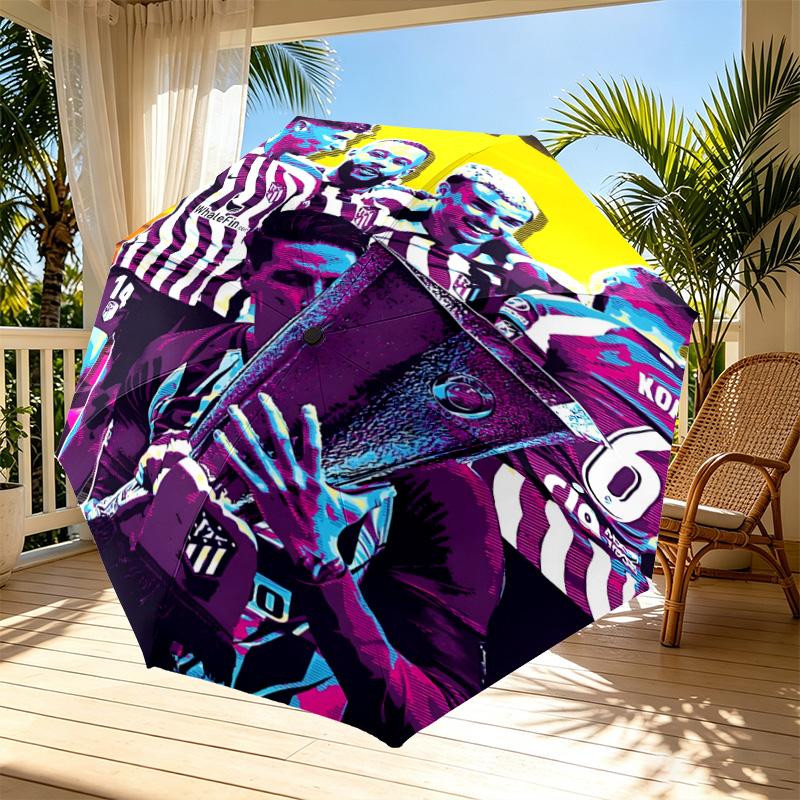 football club Print Automatic Open Close Umbrella, Portable Foldable Umbrella, for Outdoor Commute Camping Trip, Ideal Birthday Gift