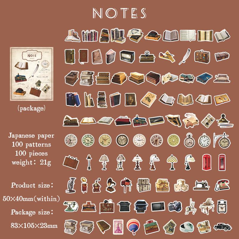 Journamm 100pcs/box Cute Plants Mini Box Stickers DIY Scrapbooking Materials Decor Junk Journal Kawaii Stationery Label Sticker