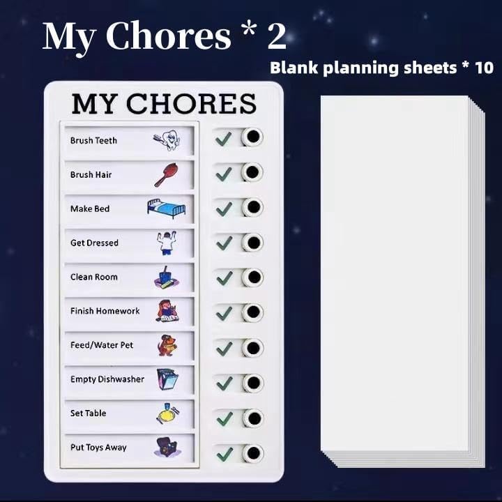 2 Pcs Chore Chart for Adults to do List My Chores Checklist Task Board Sliding Routine Chart for Kids, Memo Boards Slider Schedule DIY Detachable