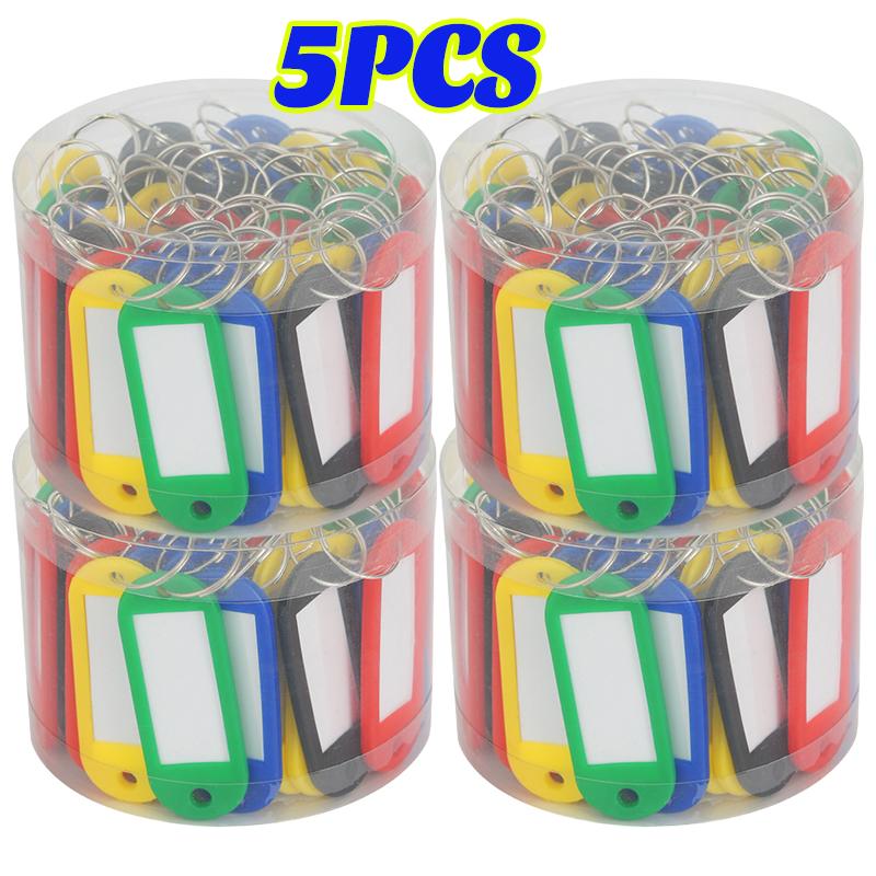 

Colorful Transparent Colorful Keychains Split Ring Plastic Key Tags Pendant Taggable Number Name Label Keyring Crystal Sign random colors