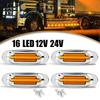 10PCS Waterproof 16-LED Trailer RV Side Marker Turn Signal Lights Chrome 12V-24V  LED Side Mirror Marker Light for Semi Trucks