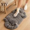 Easy to Clean Bedroom Rug Cozy Cat Shaped Floor Rug, Plush Cartoon Area Mat, Soft Whimsical Pet Themed Cover Crystal Velvet Decorative for Bedside And