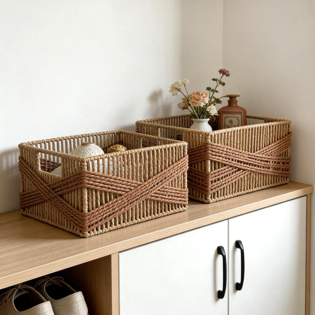 Elegant Woven Storage Basket for Desktop and Coffee Table - Perfect for Organizing Sundries and Snacks