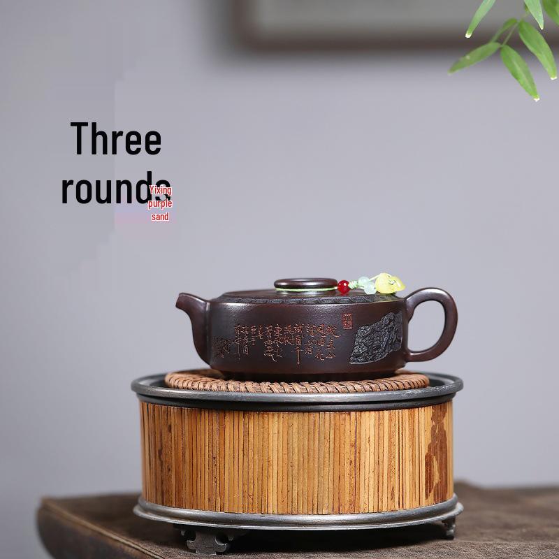 Handmade Yixing Zisha Teapot by Zhou Pan - Antique Bronze Mud Design Tea Set 180cc