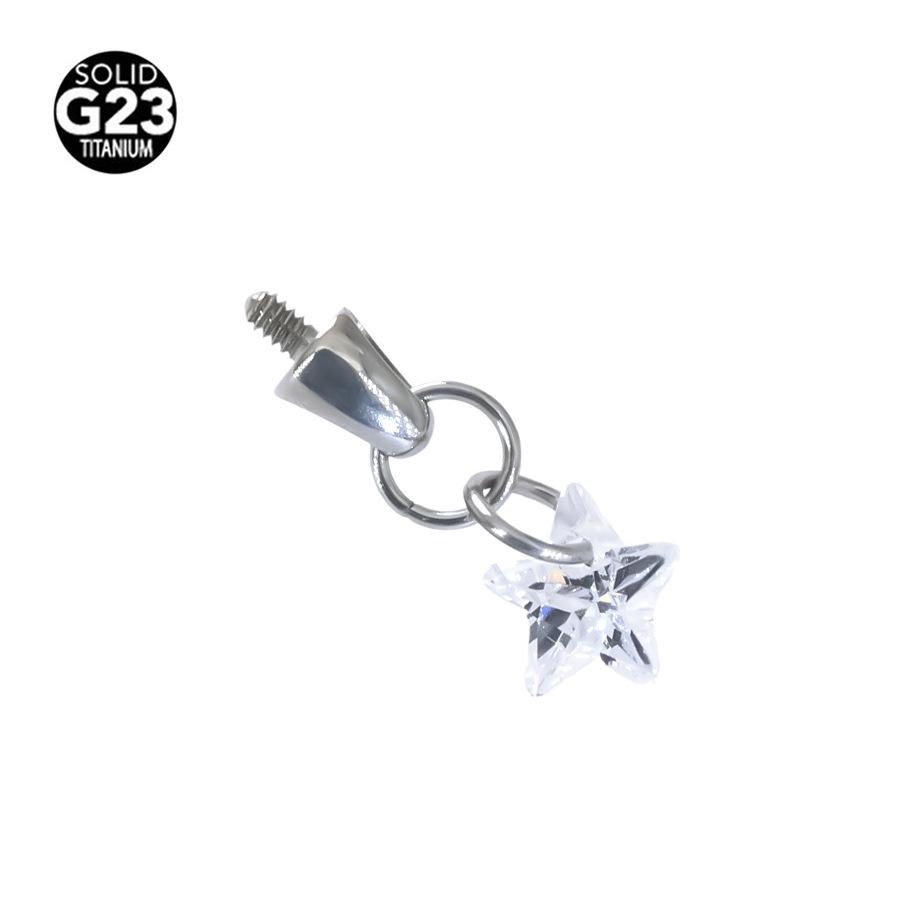 F136 Titanium Teardrop Bullet Head Lip Stud with Crystal Zircon Pendant for Ear Cartilage Piercing