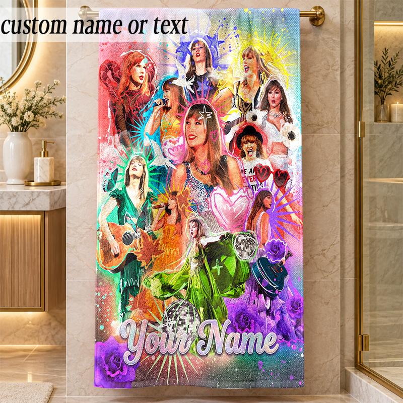 Beach TowelTaylor Swift Custom Name Text Personalized Soft Towel for Beach Pool Indoor Home Decor Gift