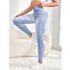 Leggings de Sport Yoga pour Femmes Faux Jeans Denim Skinny Serrés Sans Coutures Fitness Remonte-Fesses Pantalons d'Extérieur