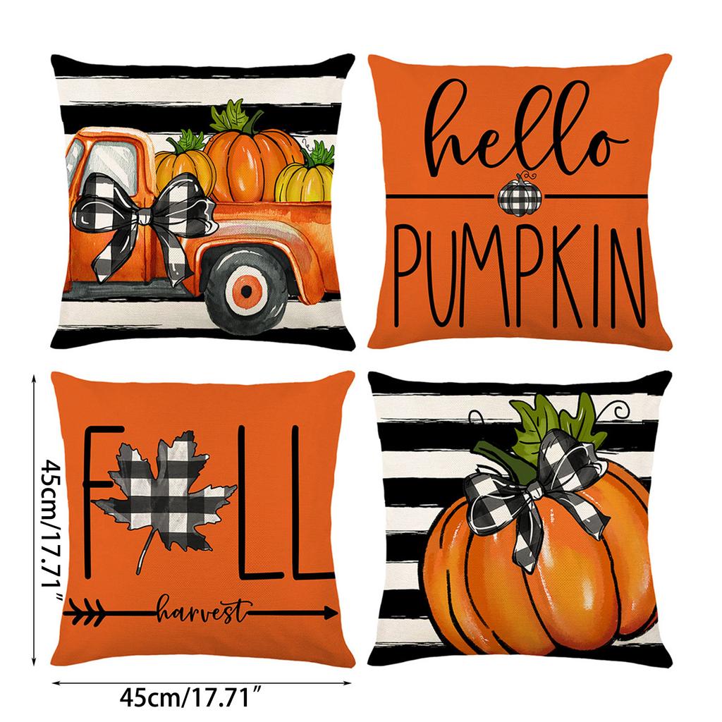 Festive Thanksgiving Pumpkin Pillowcase Decorative Cushion Cover Environmental Friendly Pillowcase with Pumpkin Print