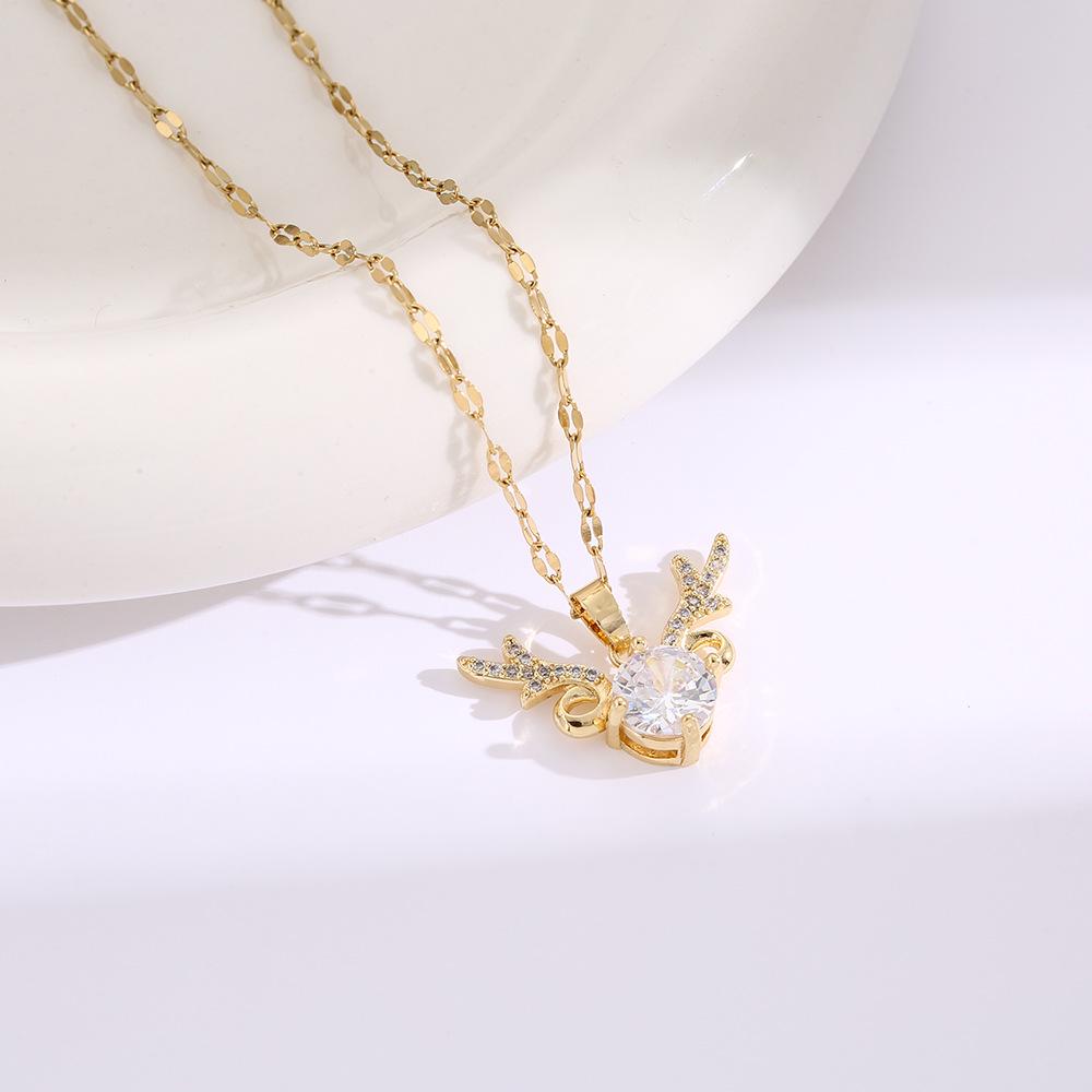 Hochwertige Damen Halskette aus Titanstahl mit vierblättrigem Kleeblatt - Nicht verblassend, vielseitige Schlüsselbeinkette