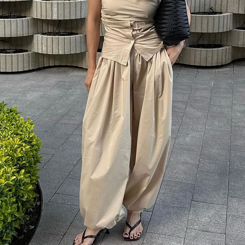 Spring and Autumn Women Casual High Waist Bloomers Long Pants Big Wide Leg Pants Women Clothes Trousers