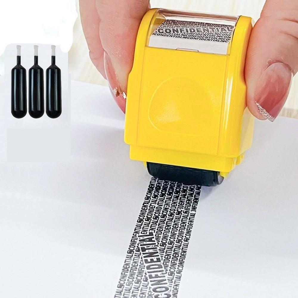 Leakproof Identity Theft Protection Roller Stamp Portable Roller Stamp Manual Roller Stamp Garbled Chapter Ink Refill