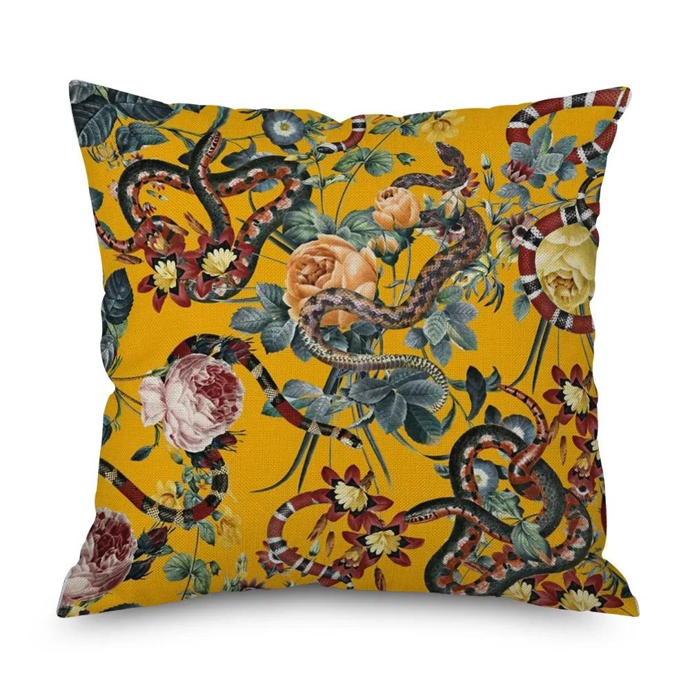 Vintage Floral Leinen Kissenbezug Schwarze Nacht Rose Kissenbezüge Dekorativ Interieur für Heimdeko Kissenhülle für Schlafzimmer 45x45