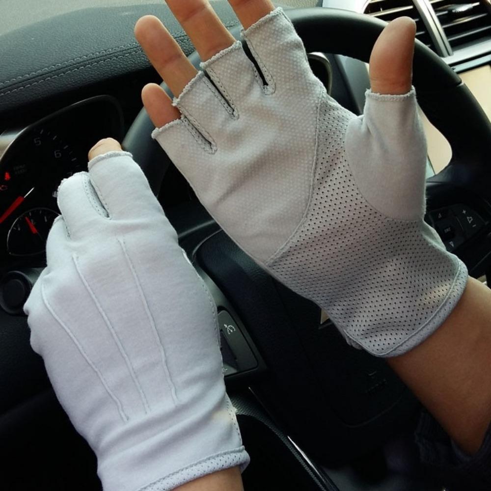 Driving Sunscreen Gloves Men's Thin Half-finger Cotton Gloves