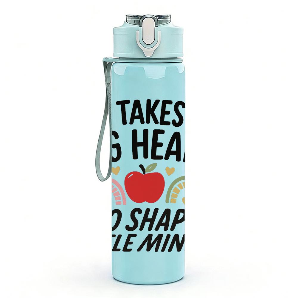 1PC Teacher Inspirational Quote 750ml Color Plastic Sports Water Bottle Leakproof Flip Straw Lid For Sports Office Home Use