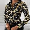 Chic Chain Print Long-sleeve Shirt, Stylish and Versatile for Daily Looks.