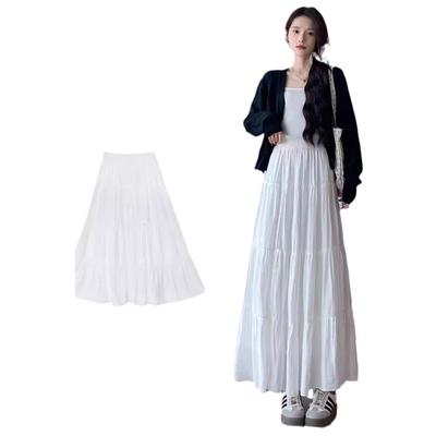 Λευκή Φούστα Τούλι για Γυναίκες Κορεατικό Απαλό Στυλ Ψηλόμεση Λεπτή και Ευέλικτη Φούστα Ελαστική Μέση Μικρή Μίντι Φούστα