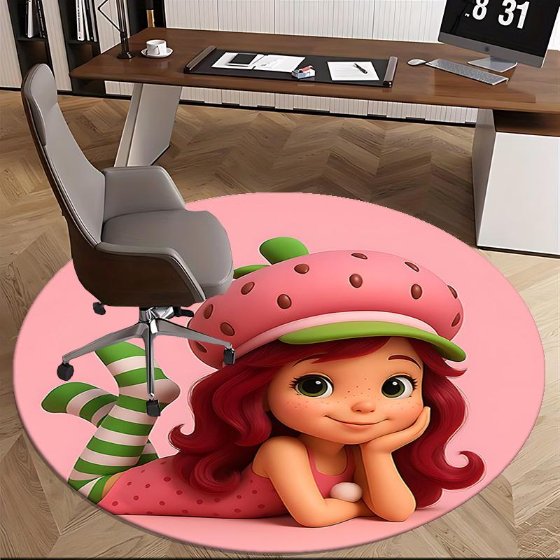 Strawberry-Themed Chair Mat - Round Carpet for Home Decor