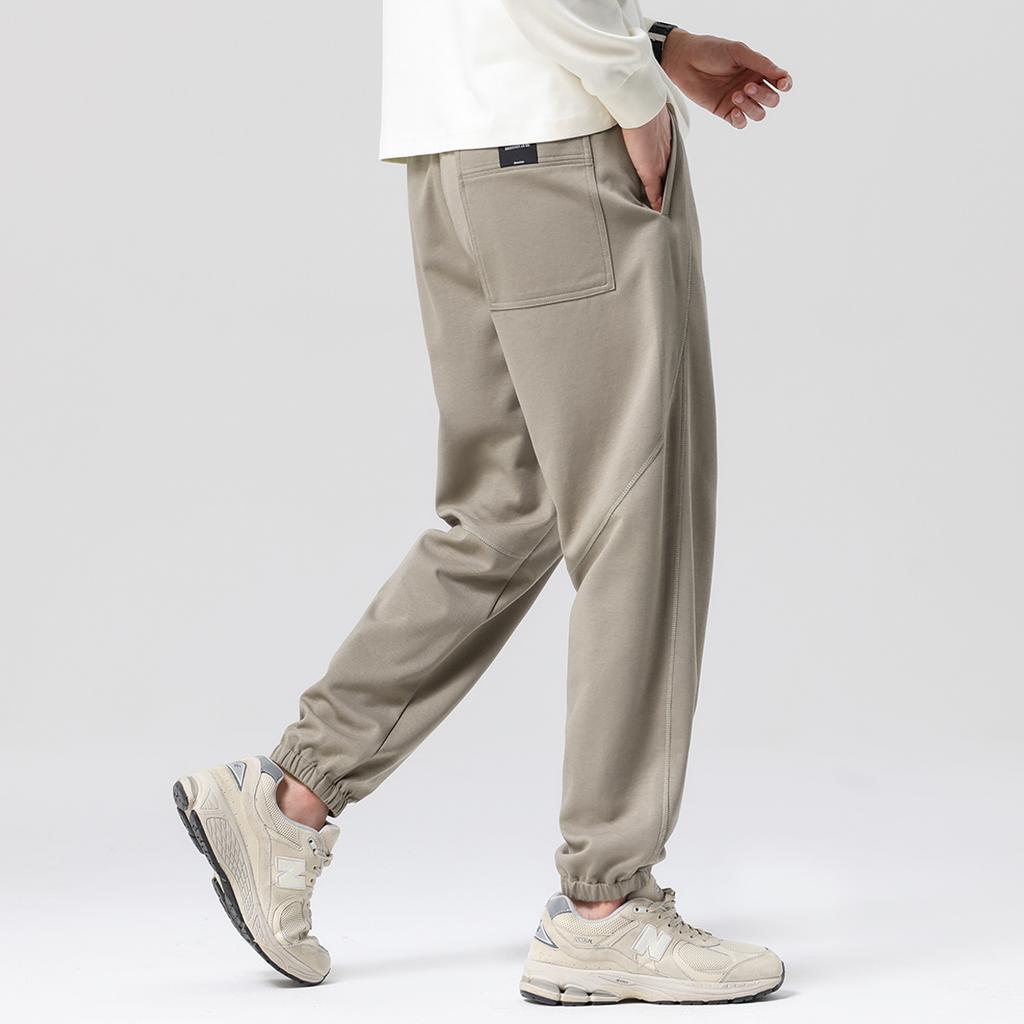 Outdoor Sports Spliced Sweatpants with Drawstring and Leg Binding Tapered Men's Casual Pants