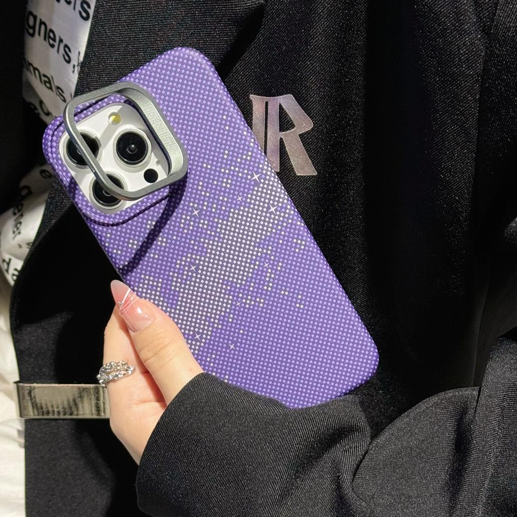 Metal Lens Bracket Carbon Fiber Pattern Mountain Galaxy Suitable for IPhone 15 Magnetic Phone Case Apple 14 PC Case