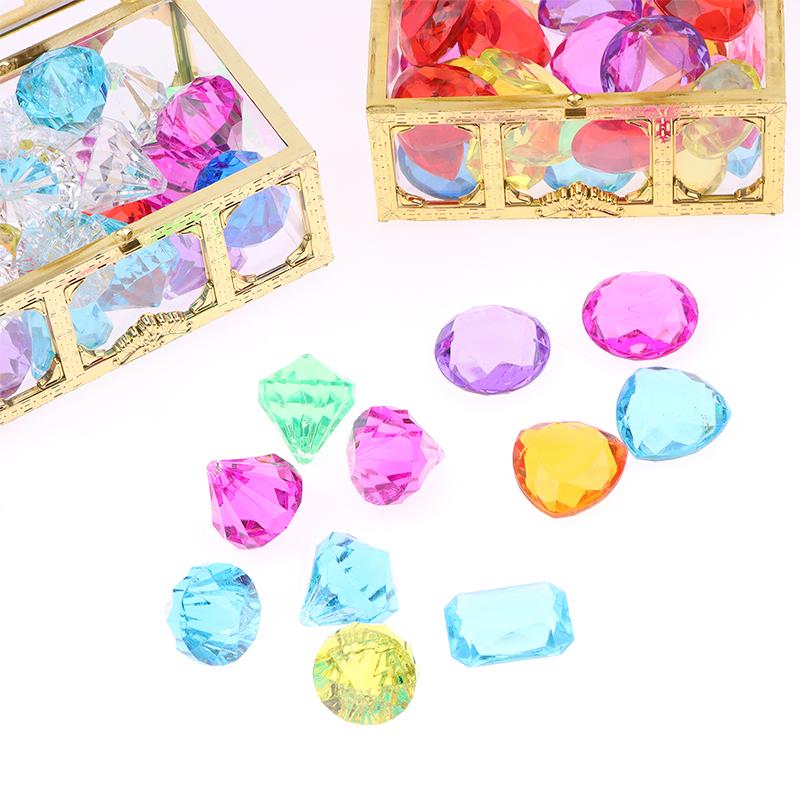 1 Set Child Diy Accessories  Box Treasure Kids Toys Acrylic Colorful Diamond Gems Plastic Large Jewels