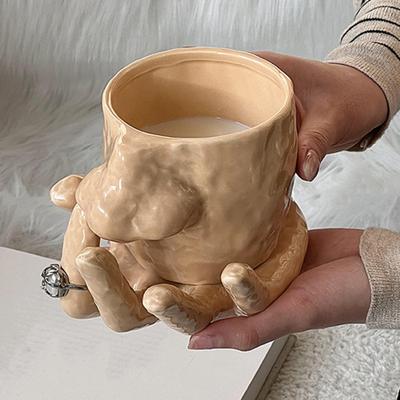 Yousheng Nasenbohren Tasse Lustige Nasentasse mit Fingerhenkel Keramik Aufbewahrungsbecher mit modellierter Handplatte Ringhalter für Heim- Bürodekoration Geschenk