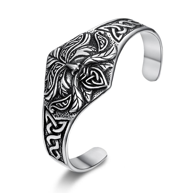 Stainless Steel Viking Runes Celtic Bracelet with Knot Pattern - Retro and Trendy Ornament