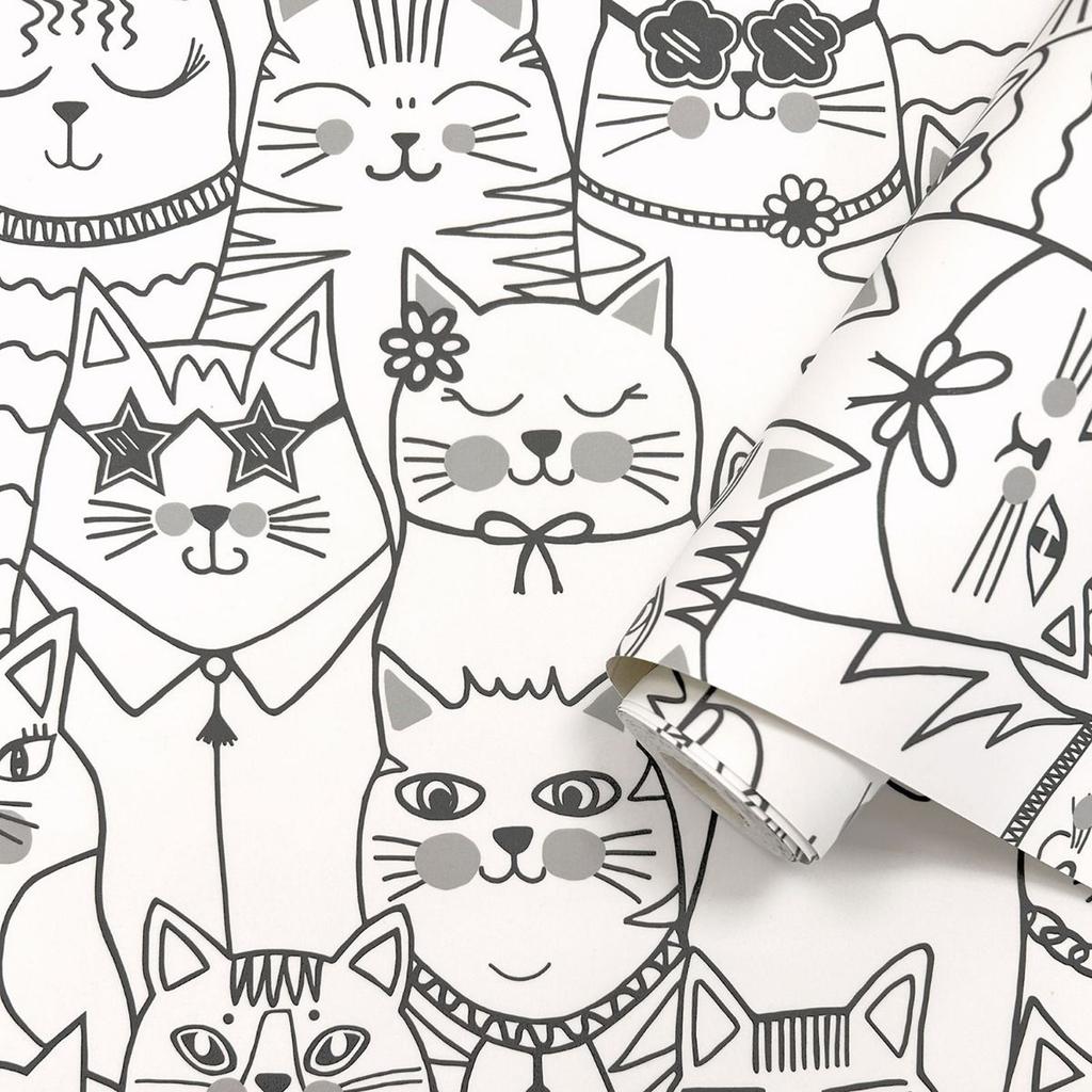 Holden DÃ©cor Colour-Me Cats Textured Wallpaper