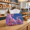 1pc Dreamy Aesthetic Nature Tissue Box with Pink Cloud Moon Starry Sky-Fabric Napkin Storage Organizer for Kitchen,Car,Elegant Decorative Box,Purpose 
