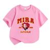 Kids Boys Girls 100% Cotton Crew Neck Short Sleeve T-Shirt, Cute Red Hair Cartoon Girl Mira Print Casual Summer Tee, Comfortable Soft Daily Wear Tops