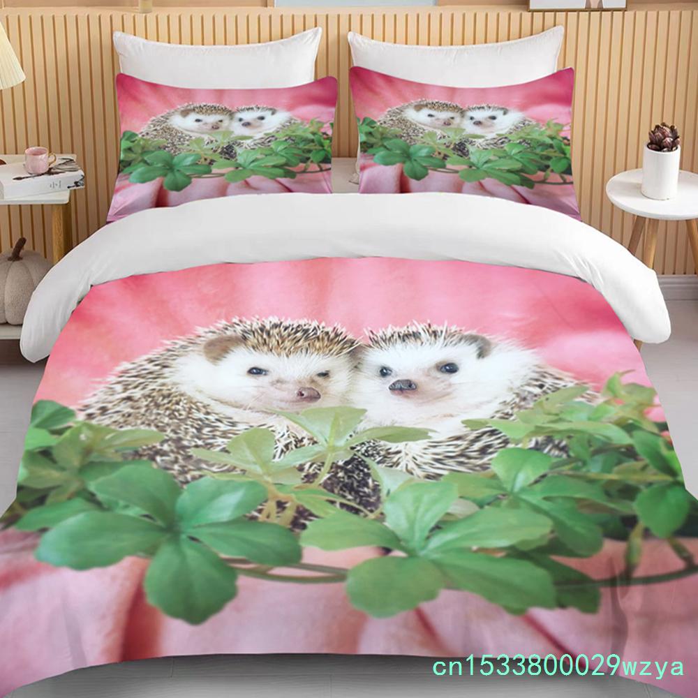 Animal Fofo Conjunto de Cama de Ouriço Queen Fofo Roupas Edredom/Capas de Edredom e Fronha Para Adultos Crianças Capa de Colcha
