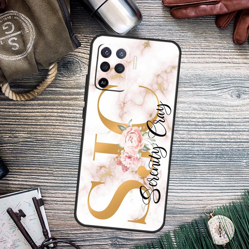 PERSONALISED floral name initial Case For OPPO A98 A78 A79 A16 A76 A96 A5 A9 A53 A17 A77 A15 A52 A72 A74 A94 A54S A57S Cover
