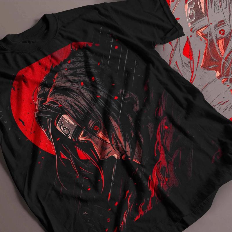 American Retro Ferret Uchiba T-shirt Naruto Men's T-shirt 2025 Summer New Retro Men's and Women's Streetwear