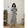 Spring 2026 Plus Size Women's Korean Casual Patchwork Hoodie & Skirt Set