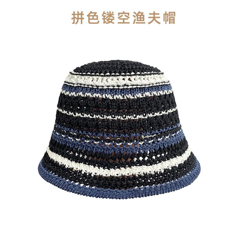 Women Hollow Floral Crochet Bucket Hat Breathable Openwork Wide Brim Sun Cap Lightweight Knit Fisherman Hat for Summer Daily Outdoor Travel Beach