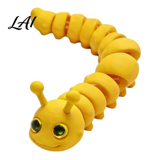 Realistic Caterpillar Model 3D Printed Fidget Toy Movable Joints Toy Figurine Stress Relief Articulated for Desktop Decoration Figurine