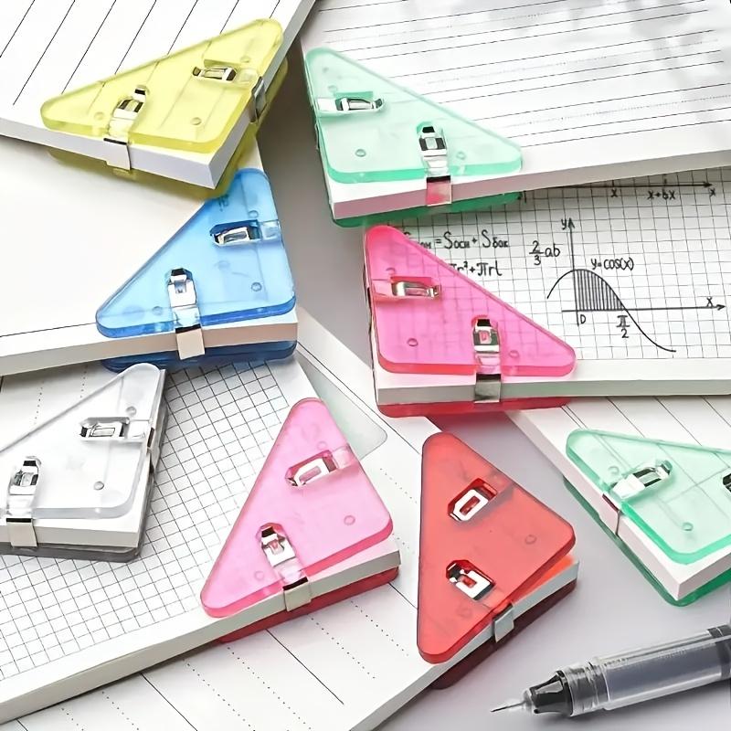 30Pcs Transparent Triangle Corner Clips Plastic Colored Paper Clamps For Office School Test Document Organizing File Fixed Clips