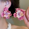 Oil Drip Colorful Flower Earrings Iron Cloth Personality Exaggerated Ear Pendant Elegant Korean Style Floral Ear Studs Party