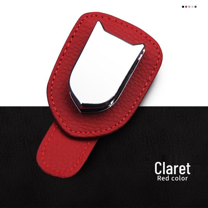 Car Sun Visor Glasses Clip: Multifunctional Sunglasses Holder & Bill Storage In Creative Cowhide Design